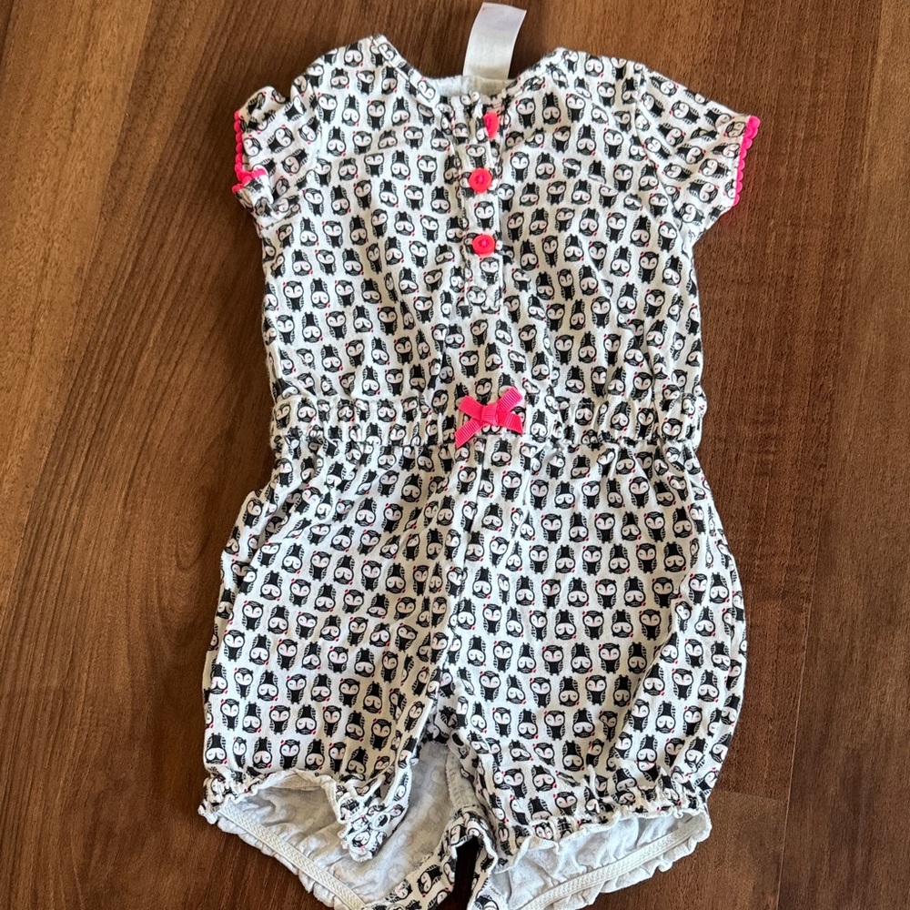 Cute Owl Print Baby Romper with Pink Accents